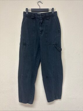 Amex Mill womans Black barrel Style Jeans with Utility Pockets size 8